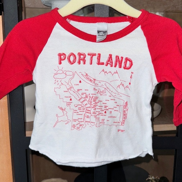 Vintage Maptote Portland Oregon OR baseball tee baby map boy girl shirt top - Picture 1 of 7